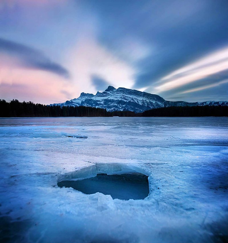 Banff Winter Sunset and Two Jack Lake